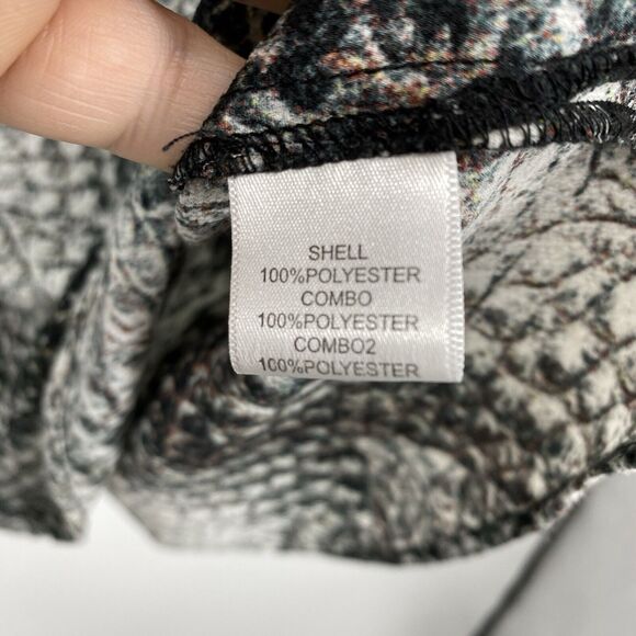 Alberto Makali roll tab Tunic top size XL Crochet Back black Gray Pattern Chiffo - Picture 5 of 12